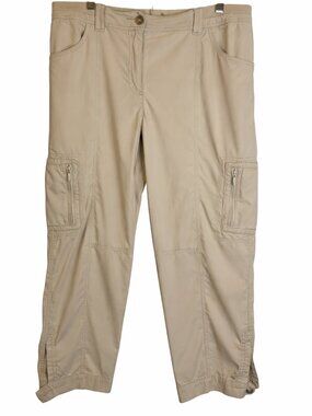 Chico's Pants Women's Medium Cargo Cropped Lightweight Chicos 1.5 Beige